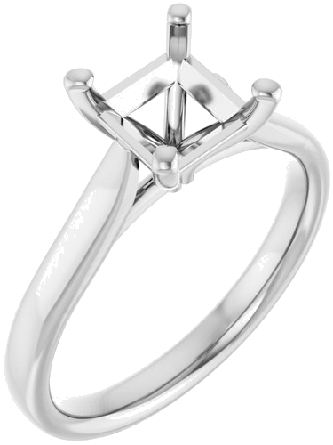 14K White 6 mm Square Engagement Ring Mounting (1)