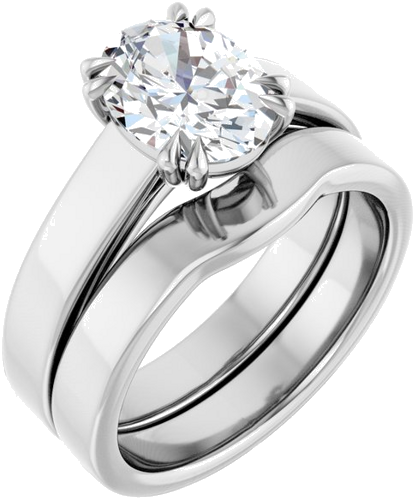 Sužadėtuvių Žiedas „Solitaire“ 585 Baltojo Aukso Oval 9mm x 7mm (6)