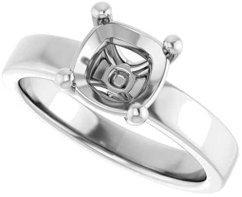 Sužadėtuvių Žiedas „Solitaire“ 585 Baltojo Aukso Cushion 7mm (5)