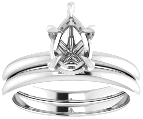 Sužadėtuvių Žiedas „Solitaire“ 585 Baltojo Aukso Pear Shape 9mm x 6mm (8)