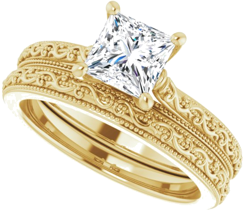 Sužadėtuvių Žiedas „Solitaire Sculptural“ 14k yellow gold Square 5.5mm (10)