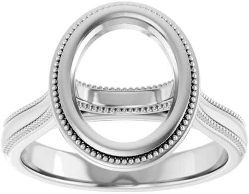 14K White 10x8 mm Oval Solitaire Engagement Ring Mounting (3)