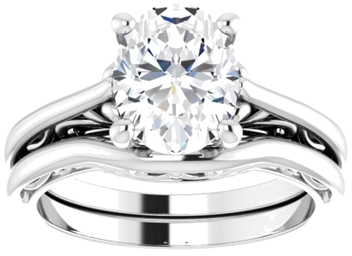 Sužadėtuvių Žiedas „Solitaire“ 585 Baltojo Aukso Oval 9mm x 7mm (8)