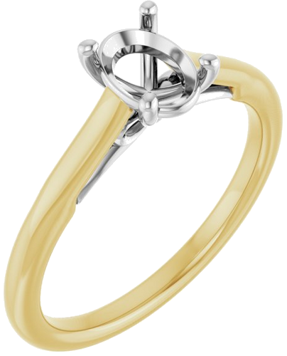 14K Yellow   White  7x5 mm Oval Solitaire Engagement Ring Mounting (1)