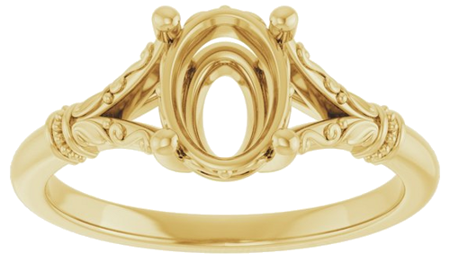 14K Yellow 8x6 mm Oval Solitaire Engagement Ring Mounting (3)
