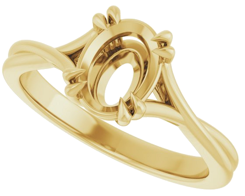 10K Yellow 8x6 mm Oval Solitaire Engagement Ring Mounting (5)