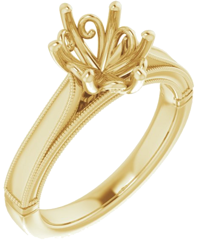 14K Yellow  9x7 mm Oval Solitaire Engagement Ring Mounting (1)