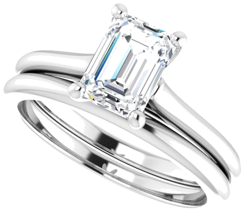 14K White 7x5 mm Emerald Solitaire Engagement Ring Mounting (10)