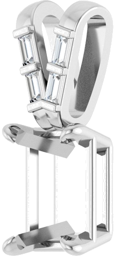 Pakabukas „Accented“ 585 Baltojo Aukso Emerald 8mm x 6mm (2)