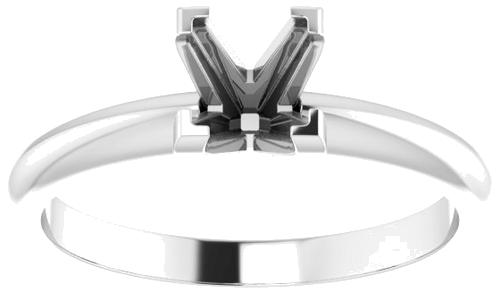 14K White 5 mm Square V-End 4-Prong Engagement Ring Mounting (3)