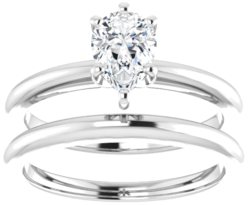 14K White  7x5 mm Pear Solitaire Engagement Ring Mounting (8)