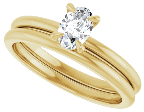 Sužadėtuvių Žiedas „Solitaire“ 585 Geltonojo Aukso Oval 6mm x 4mm (10)