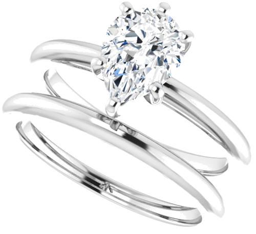 Sužadėtuvių Žiedas „Solitaire“ 585 Baltojo Aukso Pear Shape 8mm x 6mm (10)