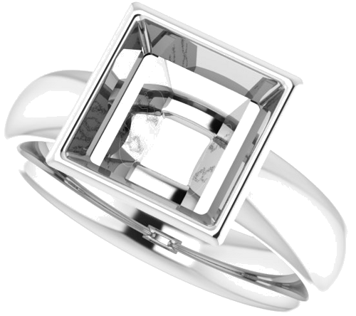 Sužadėtuvių Žiedas „Bezel-Set Solitaire“ 585 Baltojo Aukso Square 8mm (5)