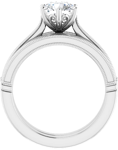 14K White  6.5 mm Round Solitaire Engagement Ring Mounting (7)