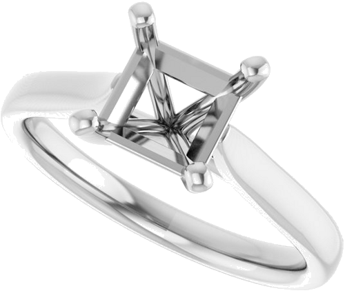 14K White 6 mm Square Engagement Ring Mounting (5)