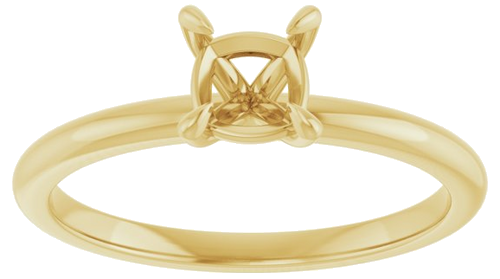14K Yellow  5x5 mm Cushion Solitaire Engagement Ring Mounting (3)