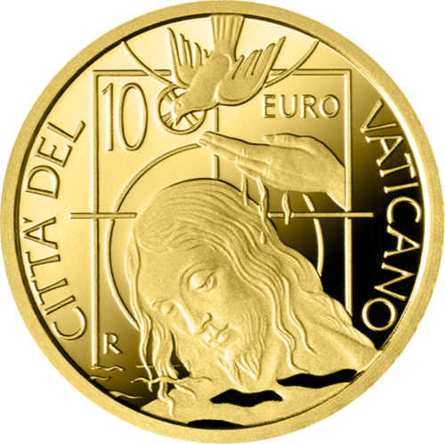 3 g Krikšto Sakramentas  2022 Vatikanas 10 eurų auksinė moneta (1)