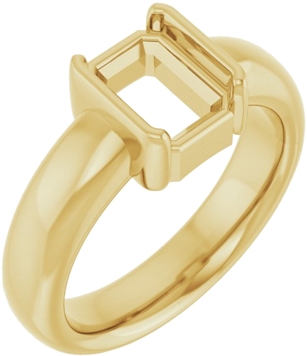 Sužadėtuvių Žiedas „Half Bezel Solitaire“ 585 Geltonojo Aukso Emerald 8mm x 6mm (1)