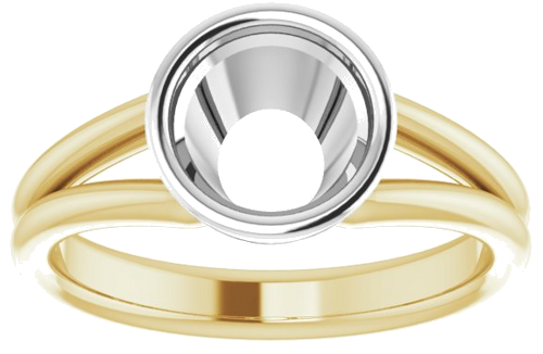 14K Yellow   White 7.4 mm Round Engagement Ring Mounting (3)
