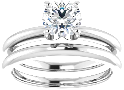 14K White  6 mm Round Solitaire Engagement Ring Mounting (8)