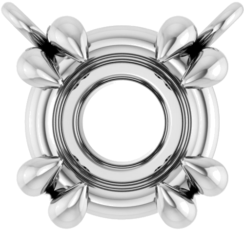 Pakabukas „Round 4-Prong Double-Claw“ 585 Baltojo Aukso Round 6mm (1)