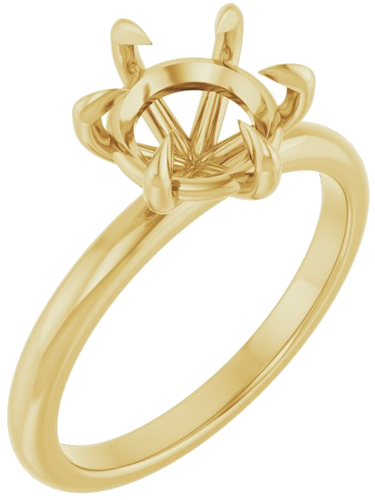 14K Yellow 8 mm Round Solitaire Engagement Ring Mounting (1)