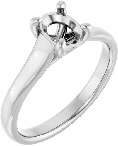 14K White 7x5 mm Oval Solitaire Engagement Ring Mounting (1)