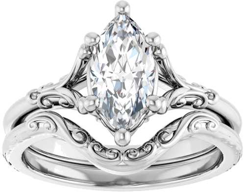 Sužadėtuvių Žiedas „Solitaire“ 585 Baltojo Aukso Marquise 10mm x 5mm (8)