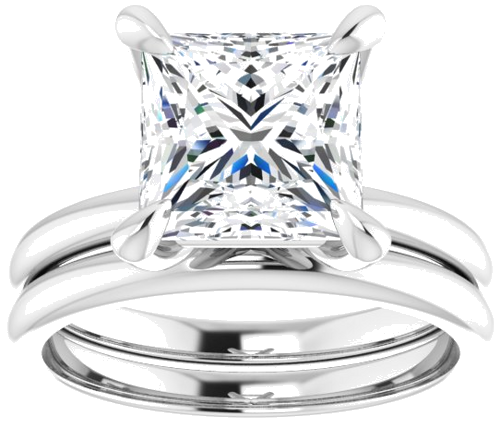 Sužadėtuvių Žiedas „Solitaire“ 585 Baltojo Aukso Square 8mm (8)