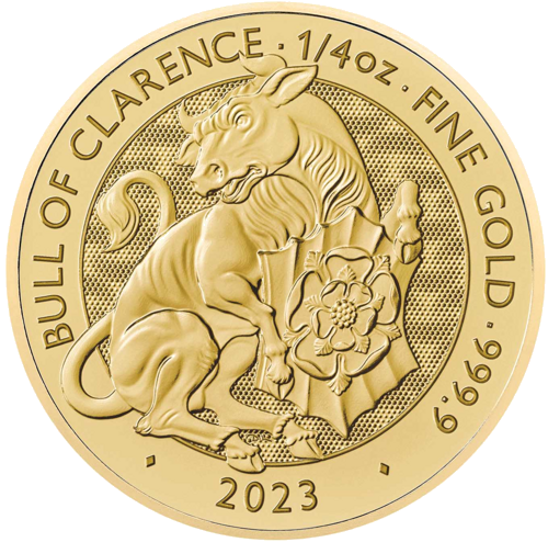 1/4 oz Тюдоровский бык Кларенса 2023 Великобритания золотая монета (1)