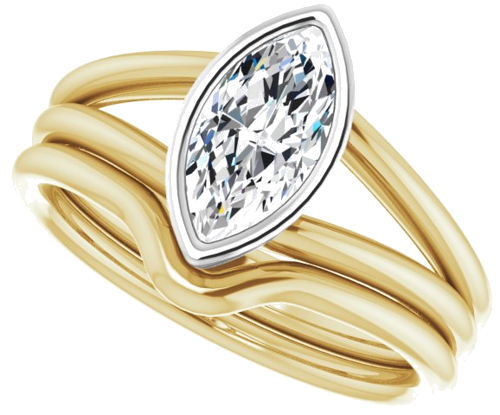 14K Yellow   White 10x5 mm Marquise Engagement Ring Mounting (10)