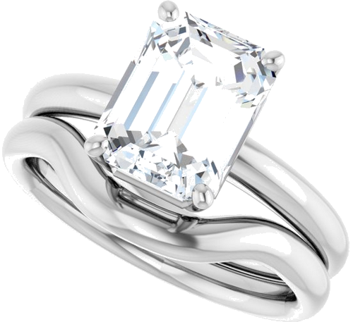 Sužadėtuvių Žiedas „Solitaire“ 14k white gold Emerald 9mm x 7mm (10)