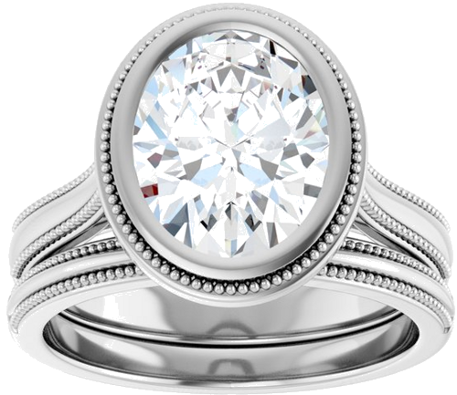 Sužadėtuvių Žiedas „Solitaire“ 585 Baltojo Aukso Oval 10mm x 8mm (8)