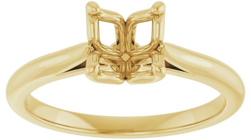 14K Yellow  6 mm Cushion Solitaire Engagement Ring Mounting (3)
