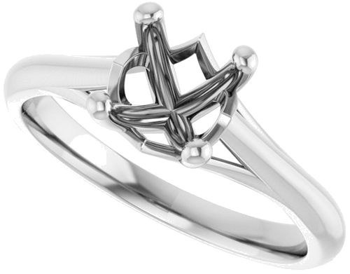 14K White 6 mm Cushion Solitaire Engagement Ring Mounting (5)