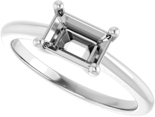 Sužadėtuvių Žiedas „Solitaire“ 585 Baltojo Aukso Emerald 7mm x 5mm (5)