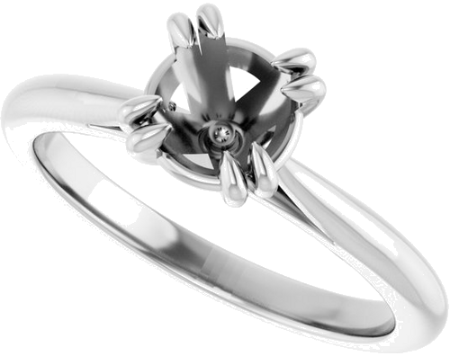 14K White 6.5 mm Round Engagement Ring Mounting (5)