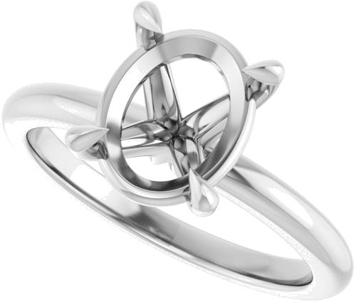 14K White 10x8 mm Oval Solitaire Engagement Ring Mounting (5)