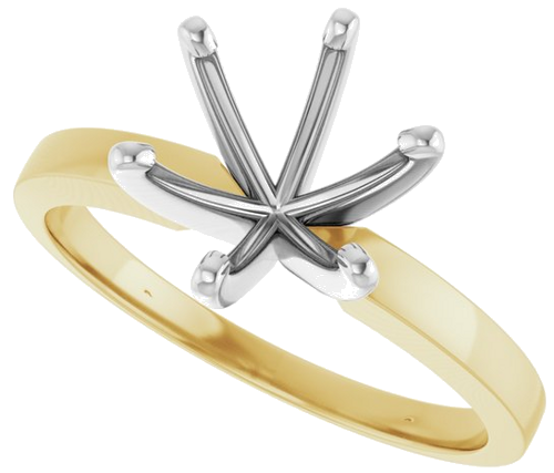 14K Yellow   White 8.6-9.1 mm Round 6-Prong Solitaire Engagement Ring Mounting (5)