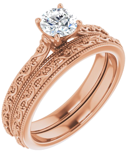 14K Rose  5.2 mm Round Solitaire Engagement Ring Mounting (6)