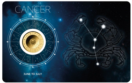 1/1000 oz Рак (Zodiac Series) 3000 франка Чад златна монета (1)