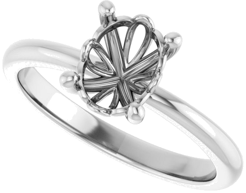 Sužadėtuvių Žiedas „Solitaire“ 585 Baltojo Aukso Oval 8mm x 6mm (5)