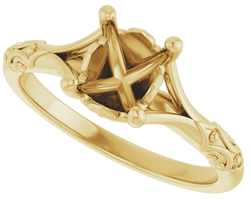 14K Yellow 8x6 mm Oval Solitaire Engagement Ring Mounting (5)