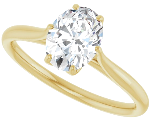 Sužadėtuvių Žiedas „Solitaire“ 585 Geltonojo Aukso Oval 8mm x 6mm (10)