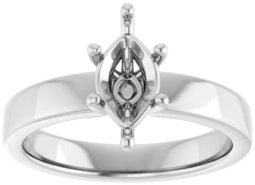 10K White 10x5 mm Marquise Solitaire Engagement Ring Mounting (3)