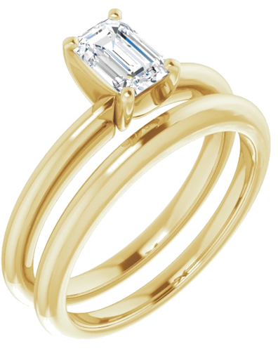 Sužadėtuvių Žiedas 14k yellow gold Emerald 6mm x 4mm (6)