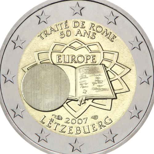 2007 г. Люксембург Монета от 2 евро Римски договор (2)
