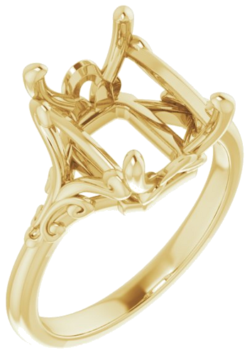 14K Yellow 10x8 mm Emerald Solitaire Engagement Ring Mounting (1)