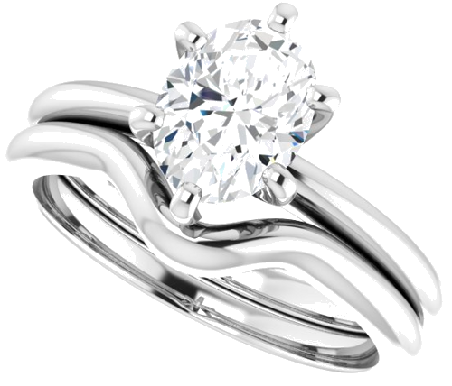 14K White  8x6 mm Oval Solitaire Engagement Ring Mounting (10)